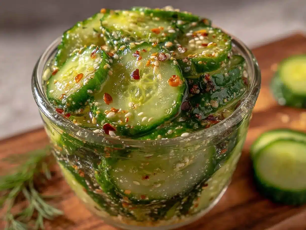 crispy dill refrigerator pickles - featured image