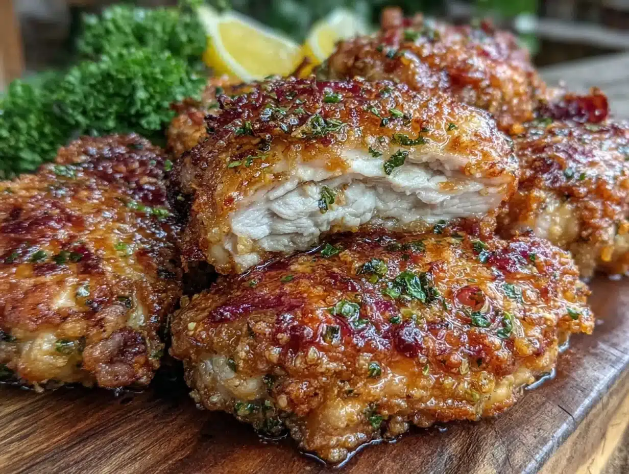 crispy garlic parmesan chicken thighs air fryer recipe - featured image