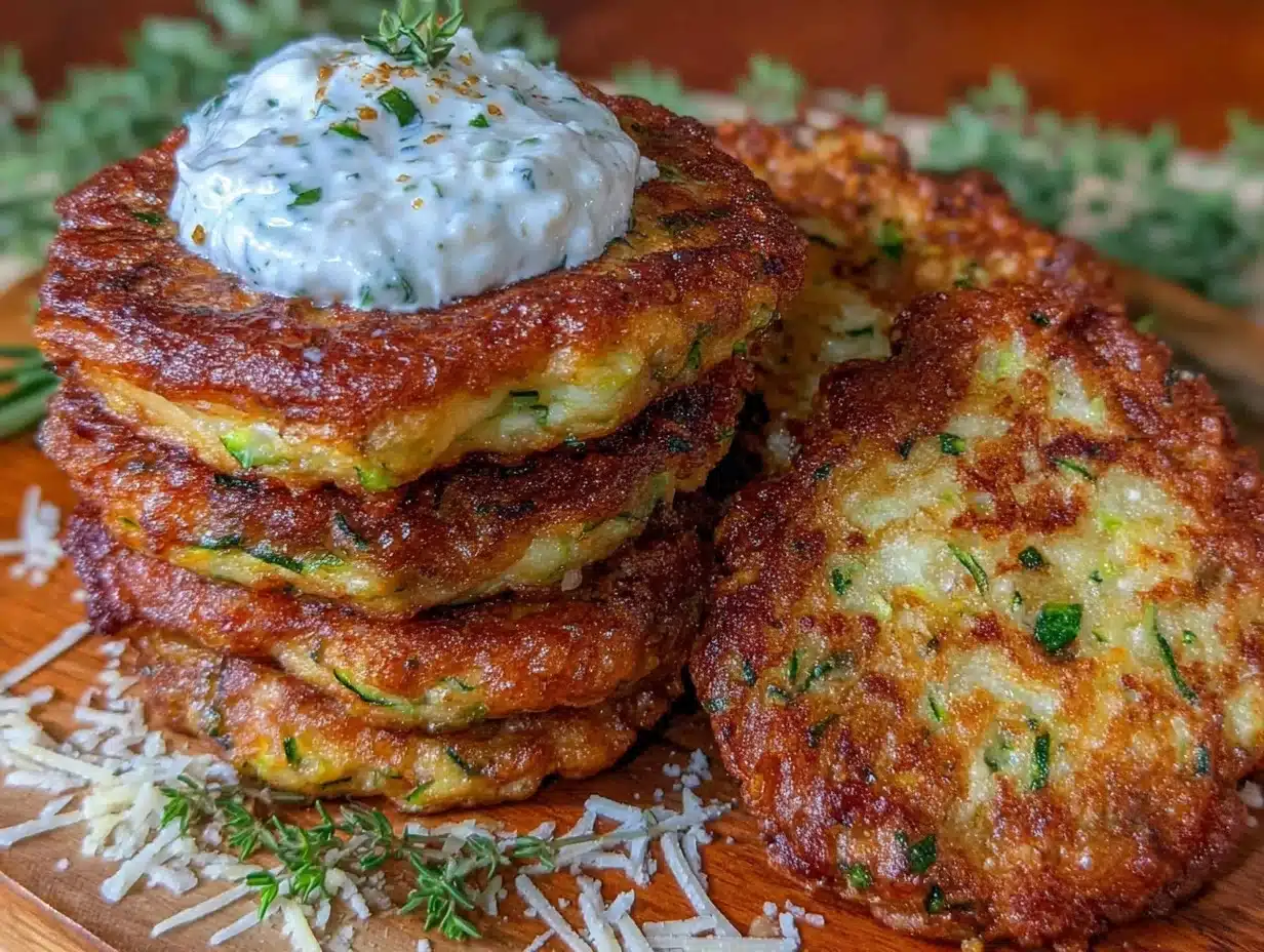 crispy parmesan zucchini fritters - featured image