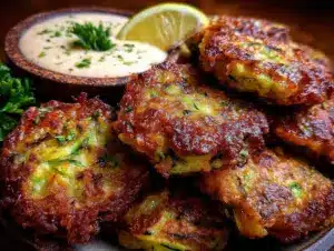 crispy zucchini fritters - featured image