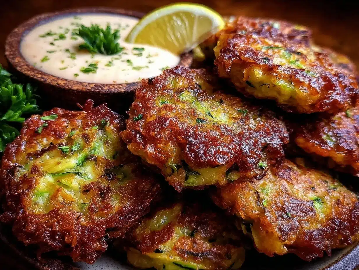 crispy zucchini fritters - featured image