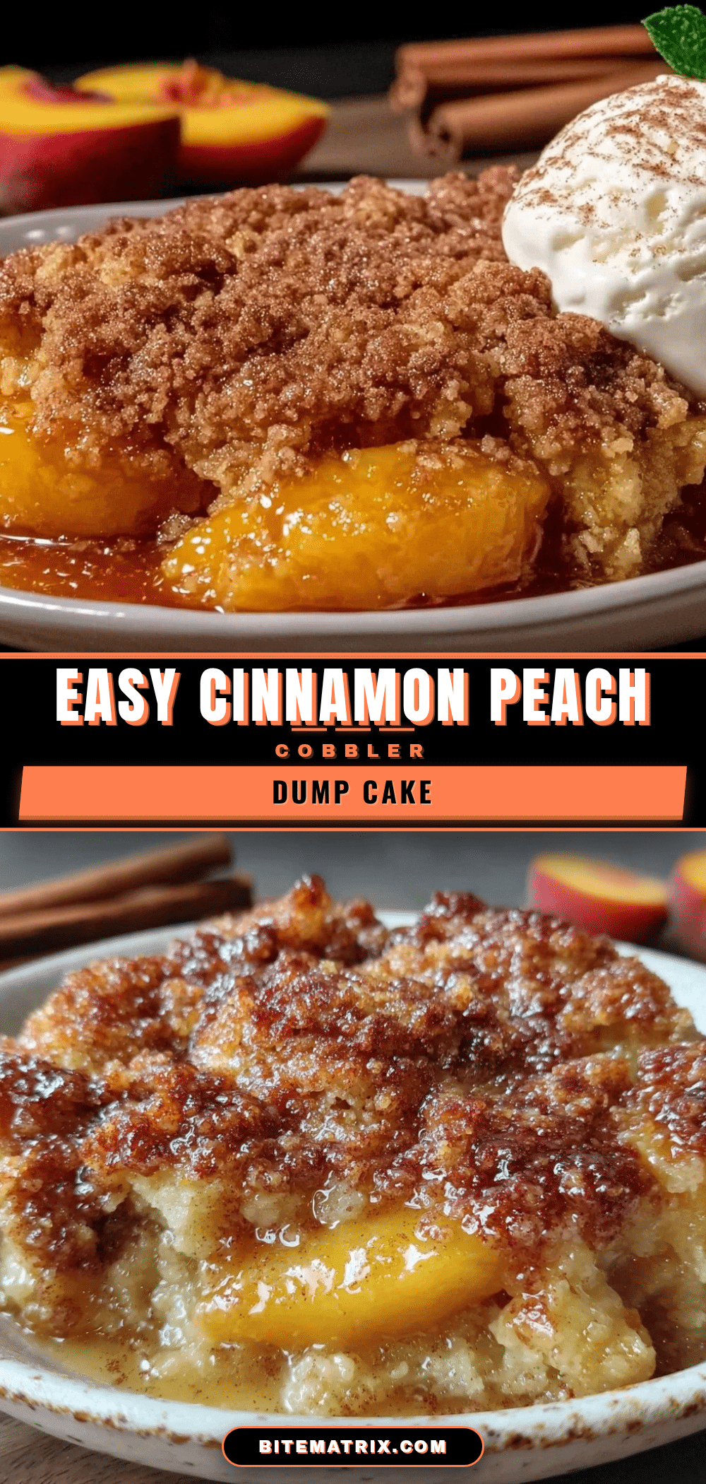 easy cinnamon peach cobbler dump cake recipe