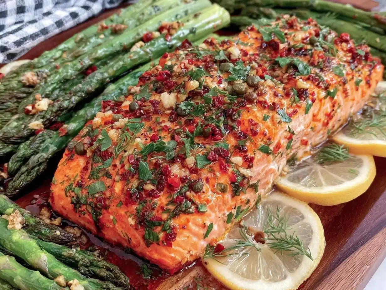 easy sheet pan lemon herb salmon - featured image
