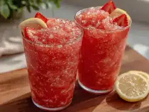easy strawberry lemonade slushies - featured image