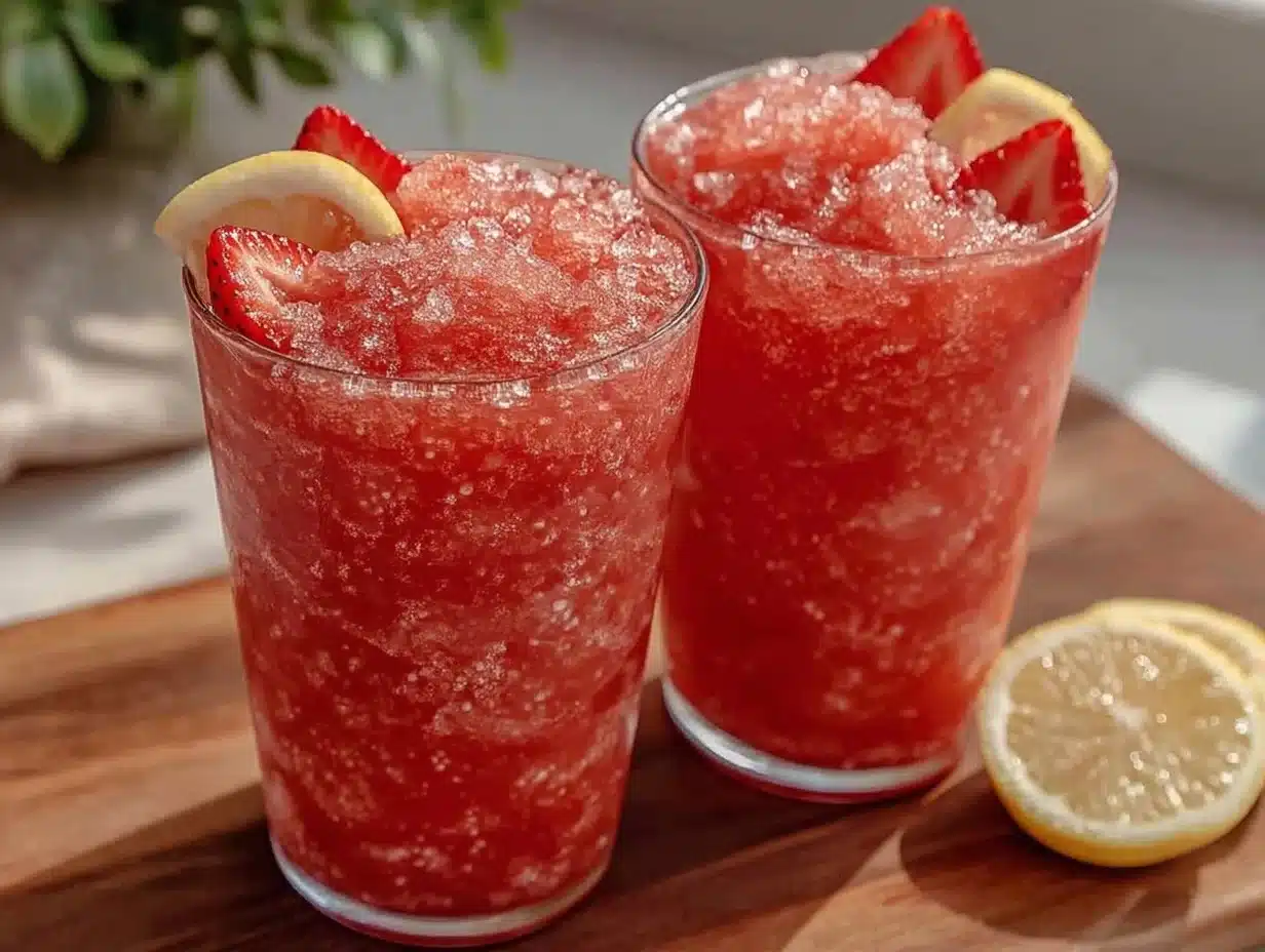easy strawberry lemonade slushies - featured image