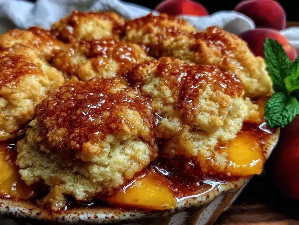 fresh georgia peach cobbler - featured image