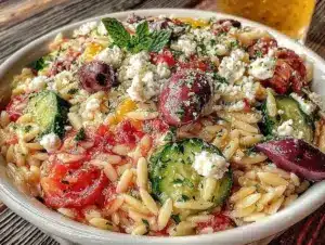 fresh greek orzo salad - featured image