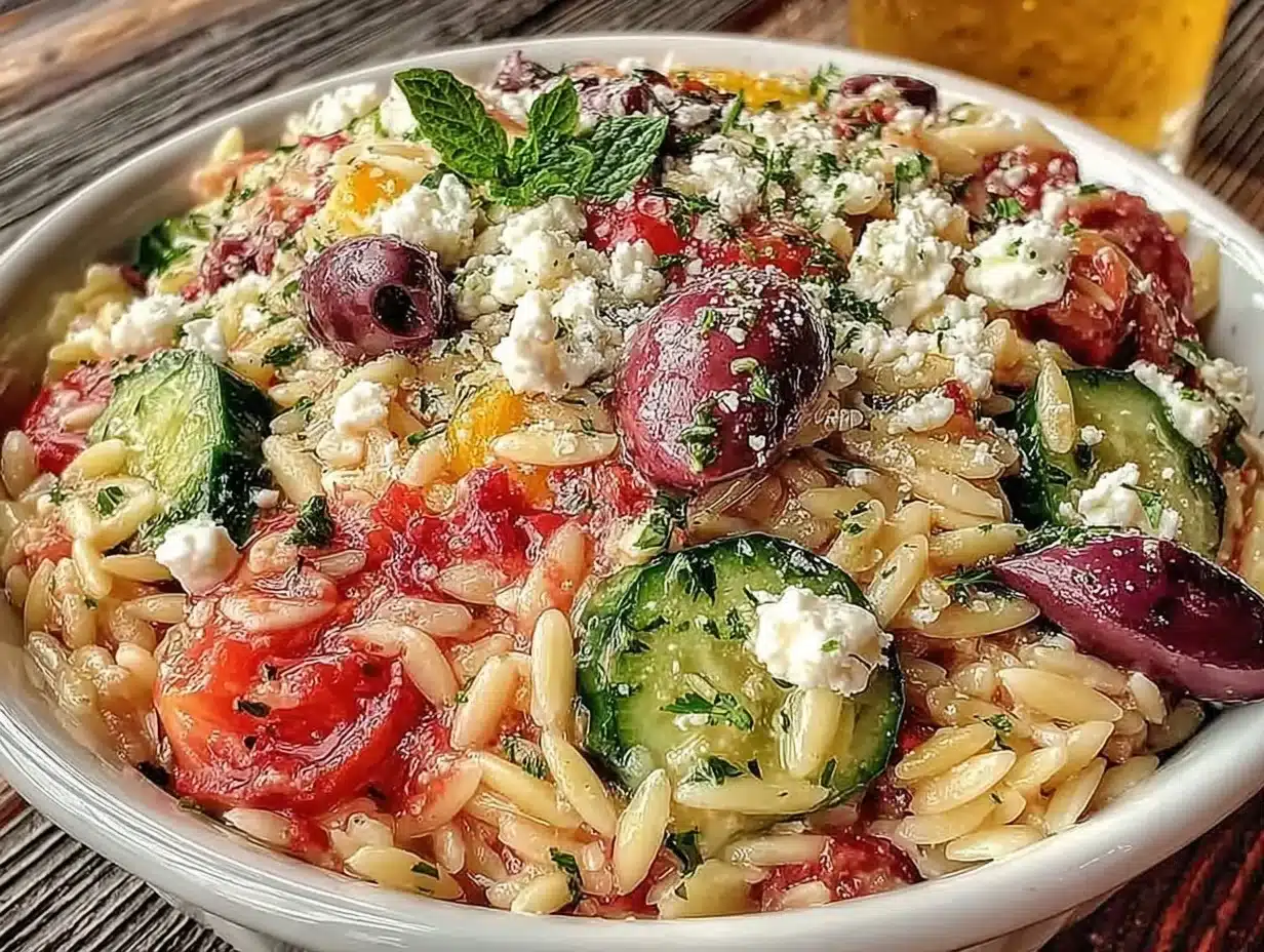 fresh greek orzo salad - featured image