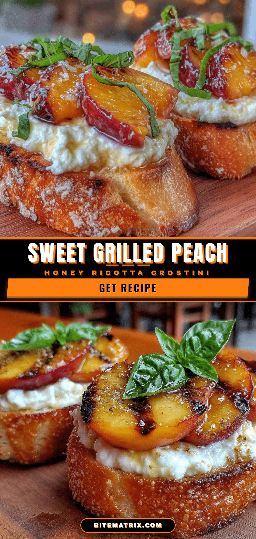 fresh grilled peach and honey ricotta crostini recipe