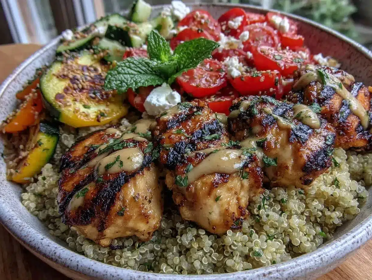 fresh mediterranean quinoa bowl preparation steps