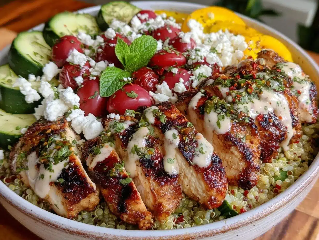 fresh mediterranean quinoa bowl - featured image