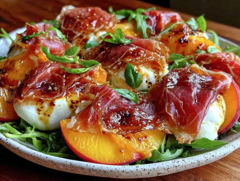 fresh peach burrata salad - featured image