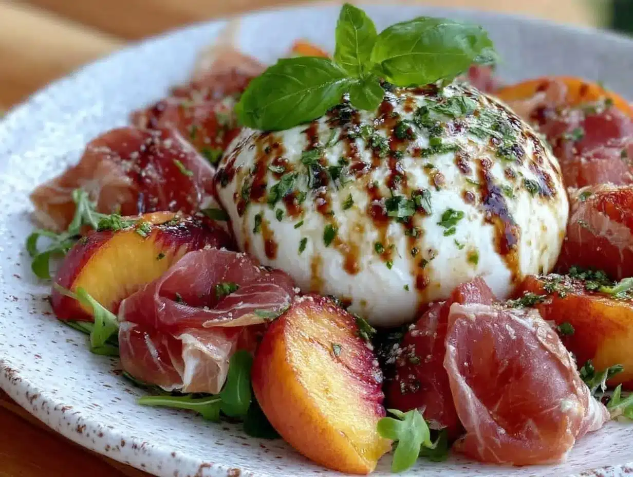 fresh peach burrata salad preparation steps