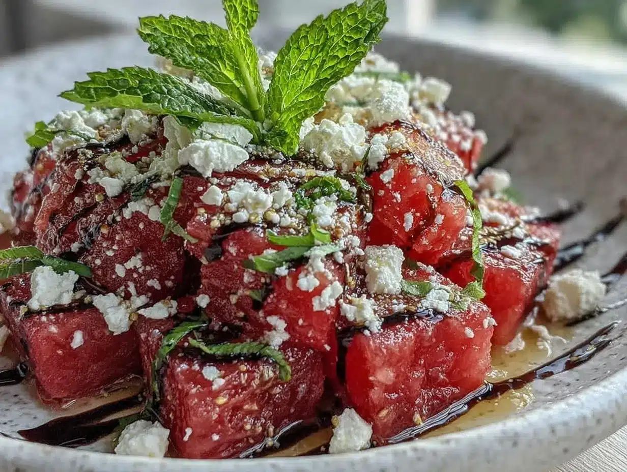 fresh watermelon feta mint salad preparation steps