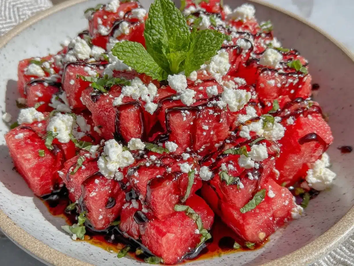 fresh watermelon feta mint salad - featured image