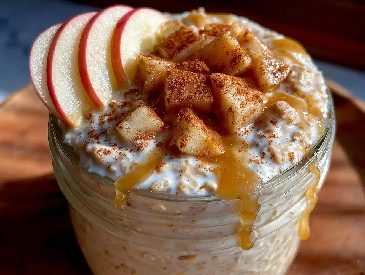 healthy apple cinnamon overnight oats - featured image