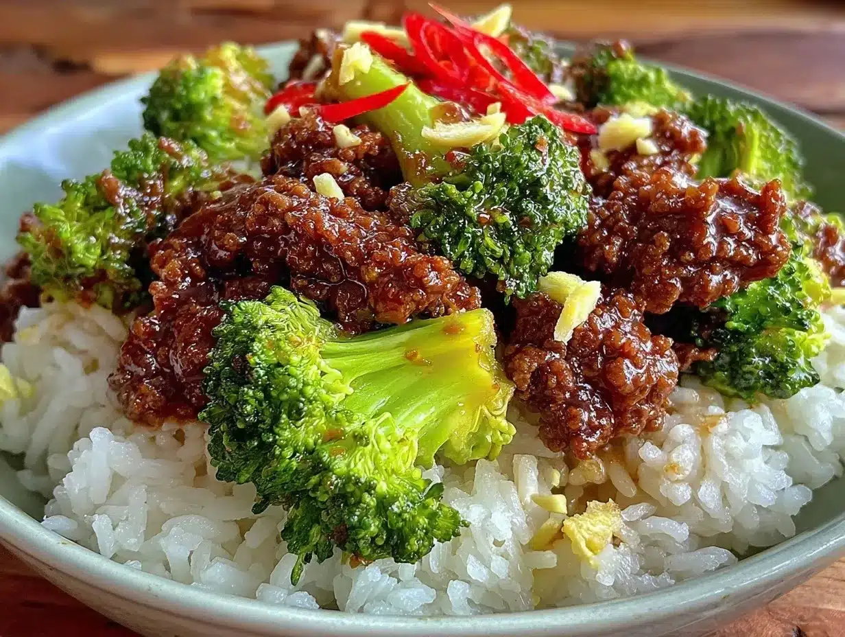honey garlic ground beef and broccoli stir fry preparation steps