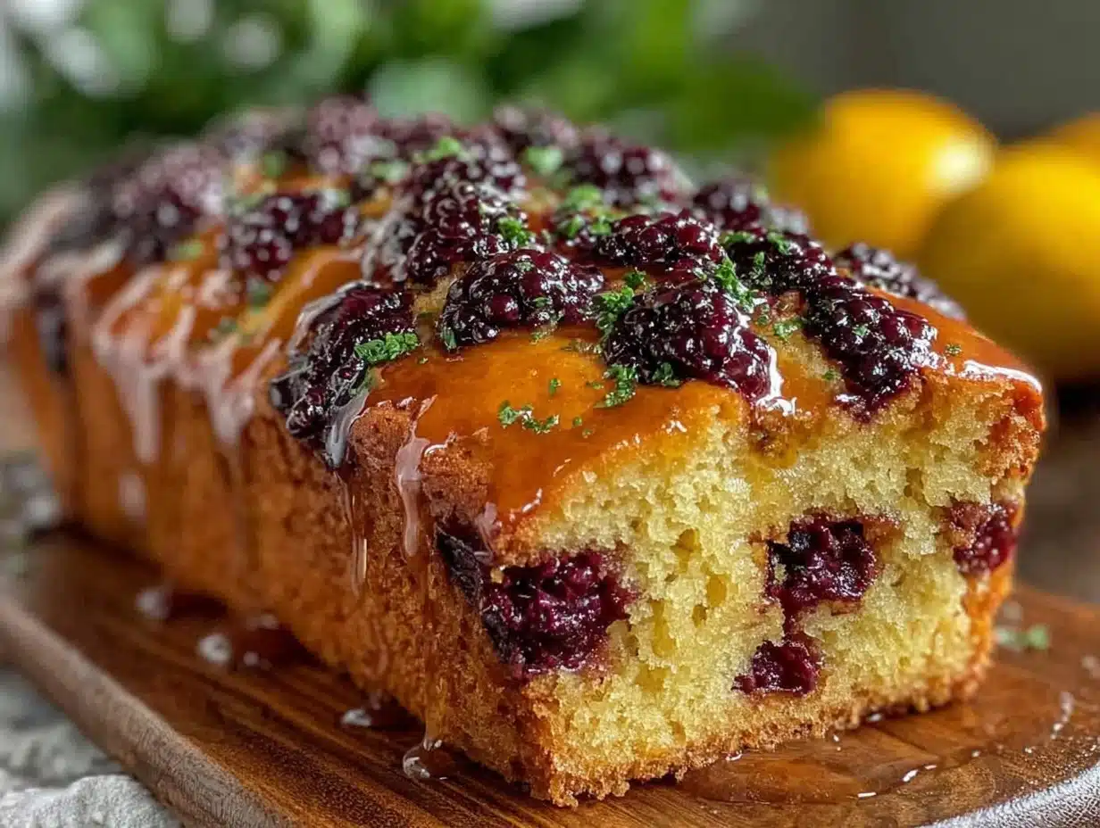 moist blackberry lemon pound cake - featured image
