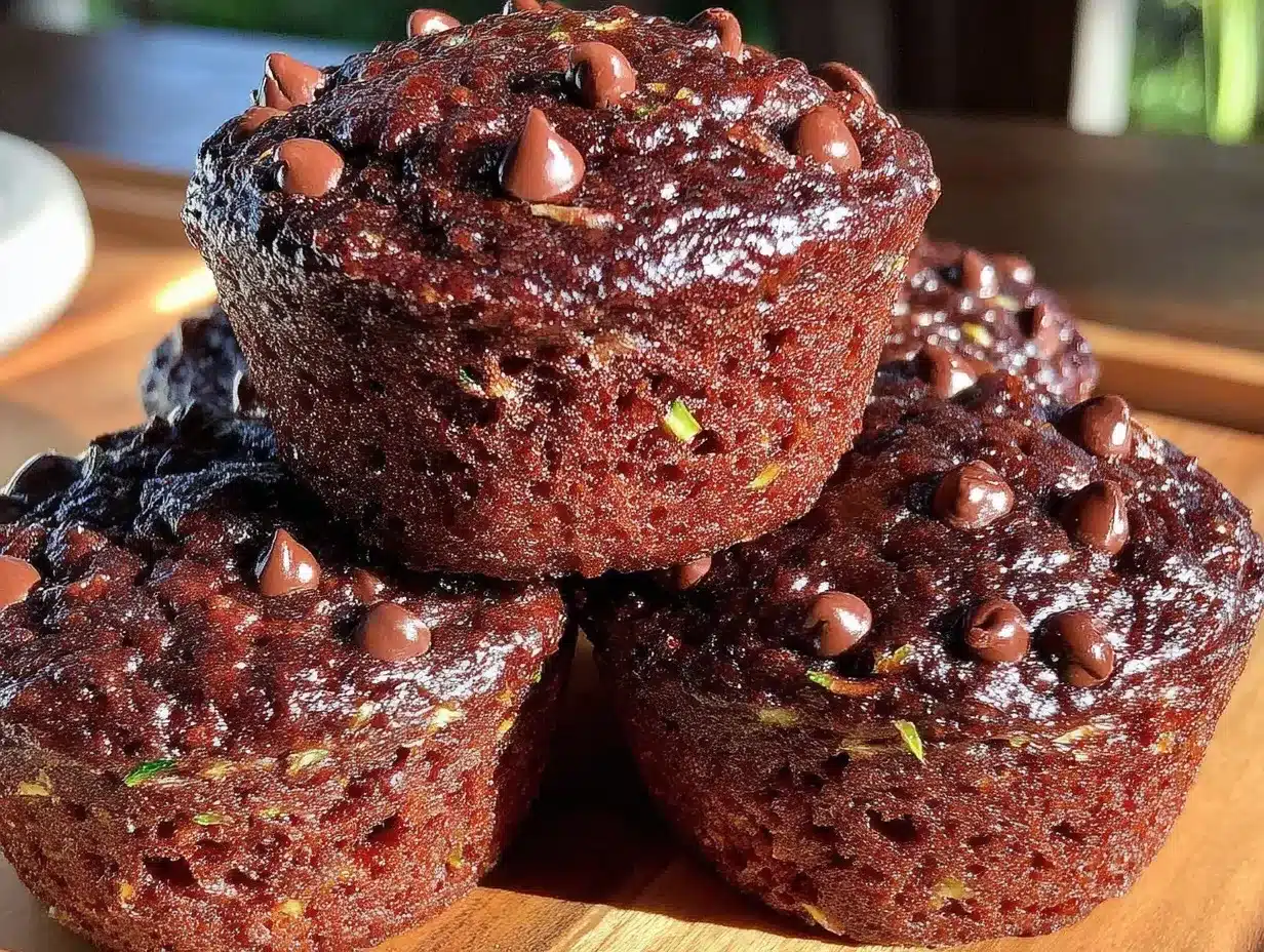 moist double chocolate zucchini muffins preparation steps