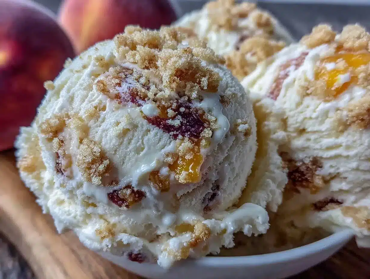 no-churn peach cobbler ice cream preparation steps
