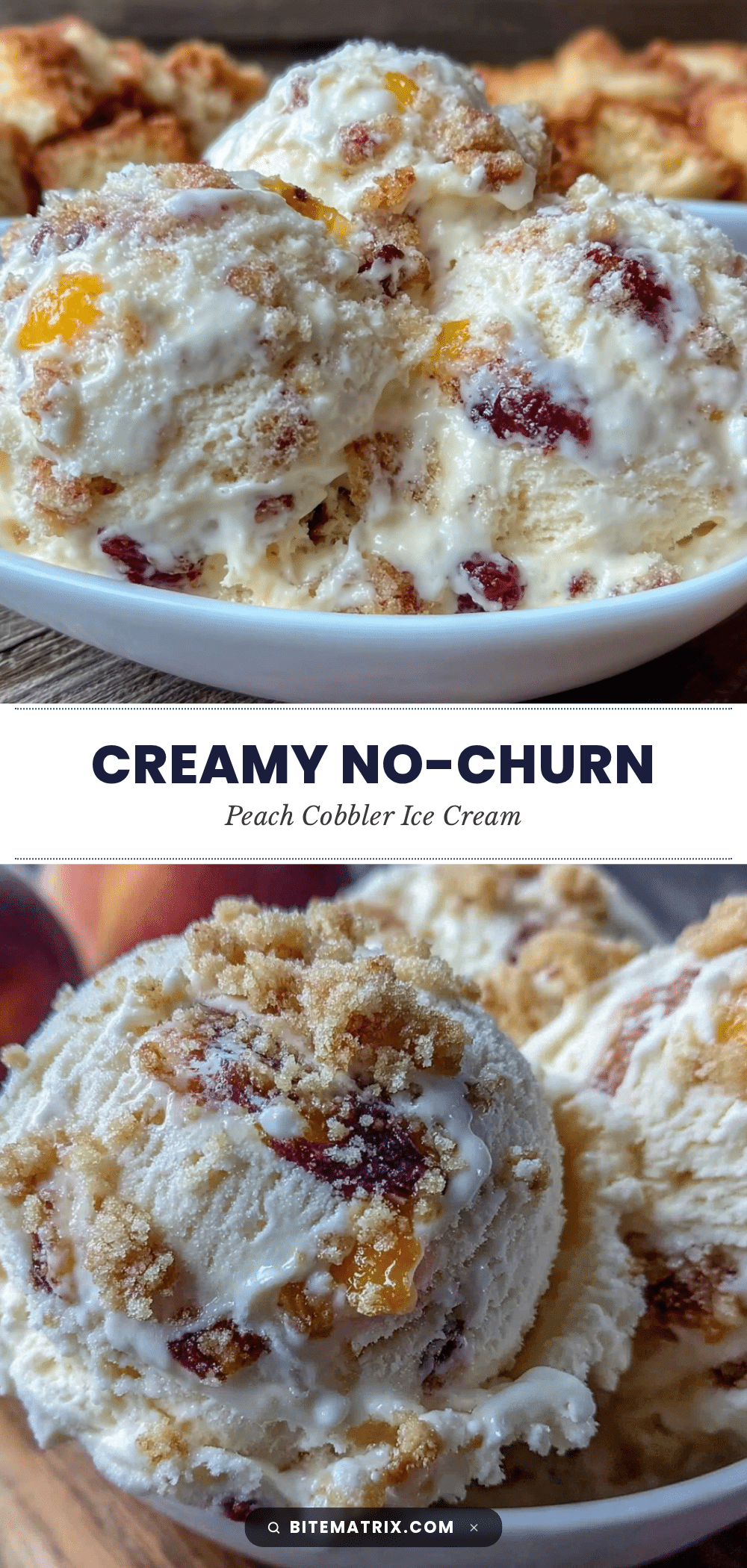 no-churn peach cobbler ice cream recipe