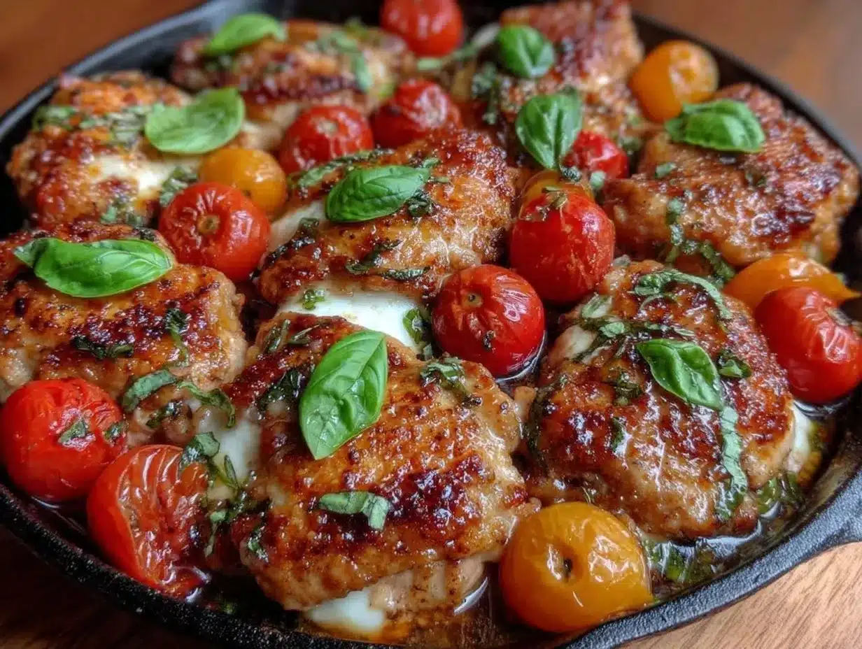 One-Pan Caprese Chicken Thighs preparation steps