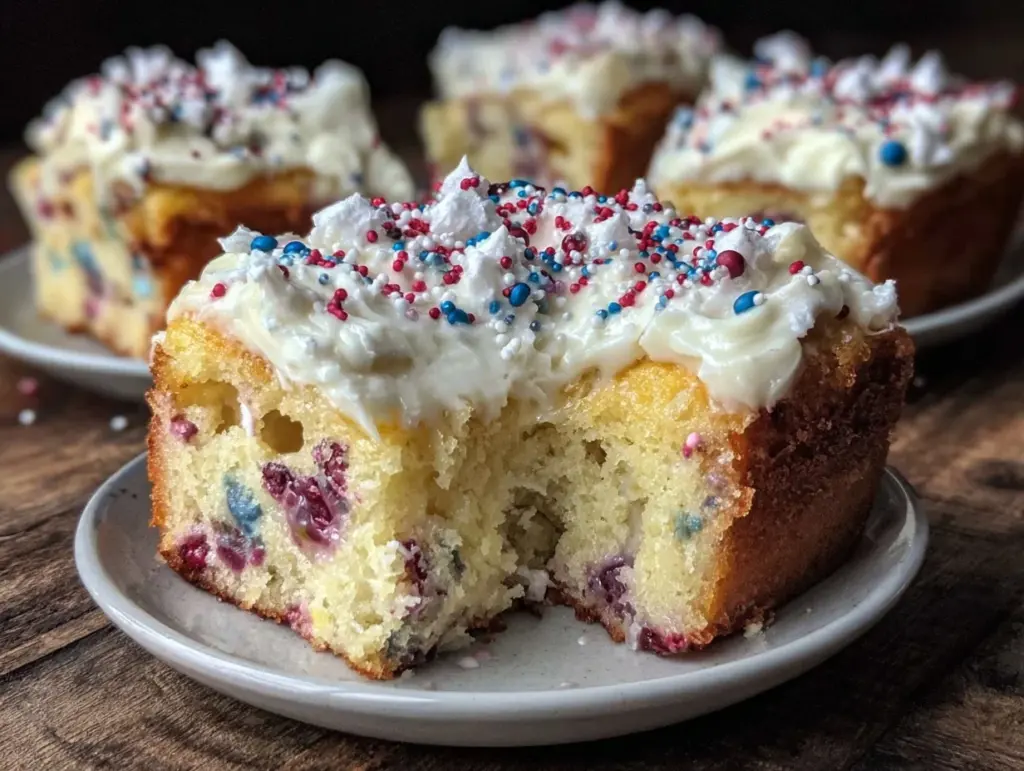 patriotic funfetti poke cake - featured image