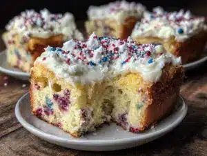patriotic funfetti poke cake - featured image