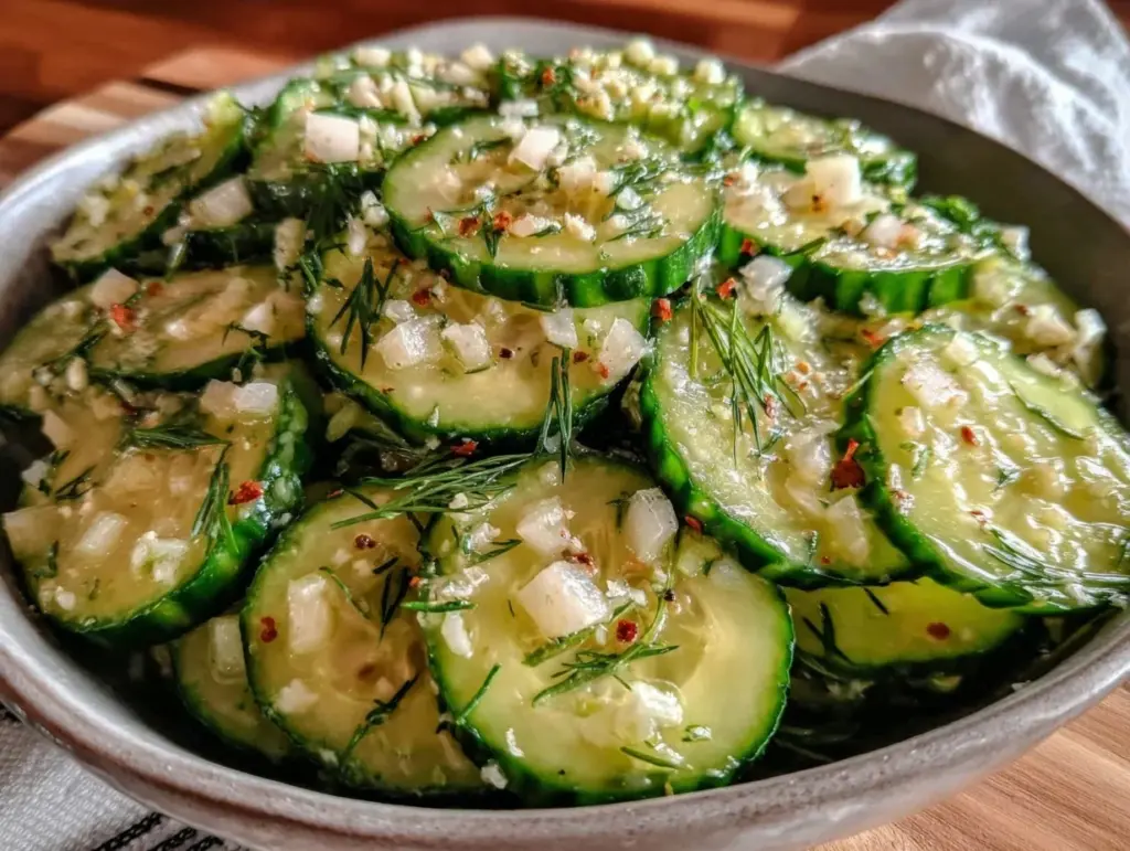 quick fresh pickled cucumber salad - featured image