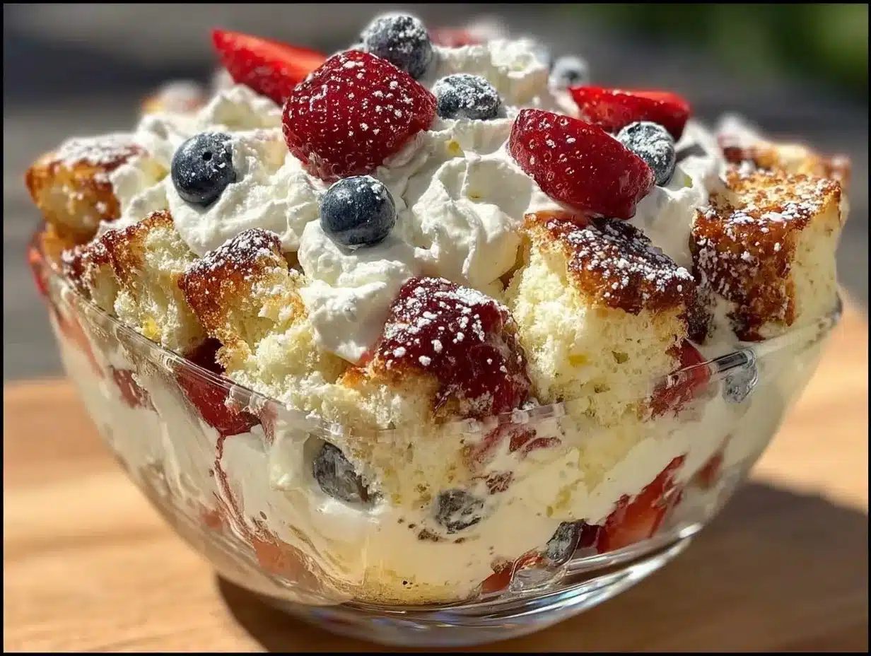 red white and blue berry trifle preparation steps