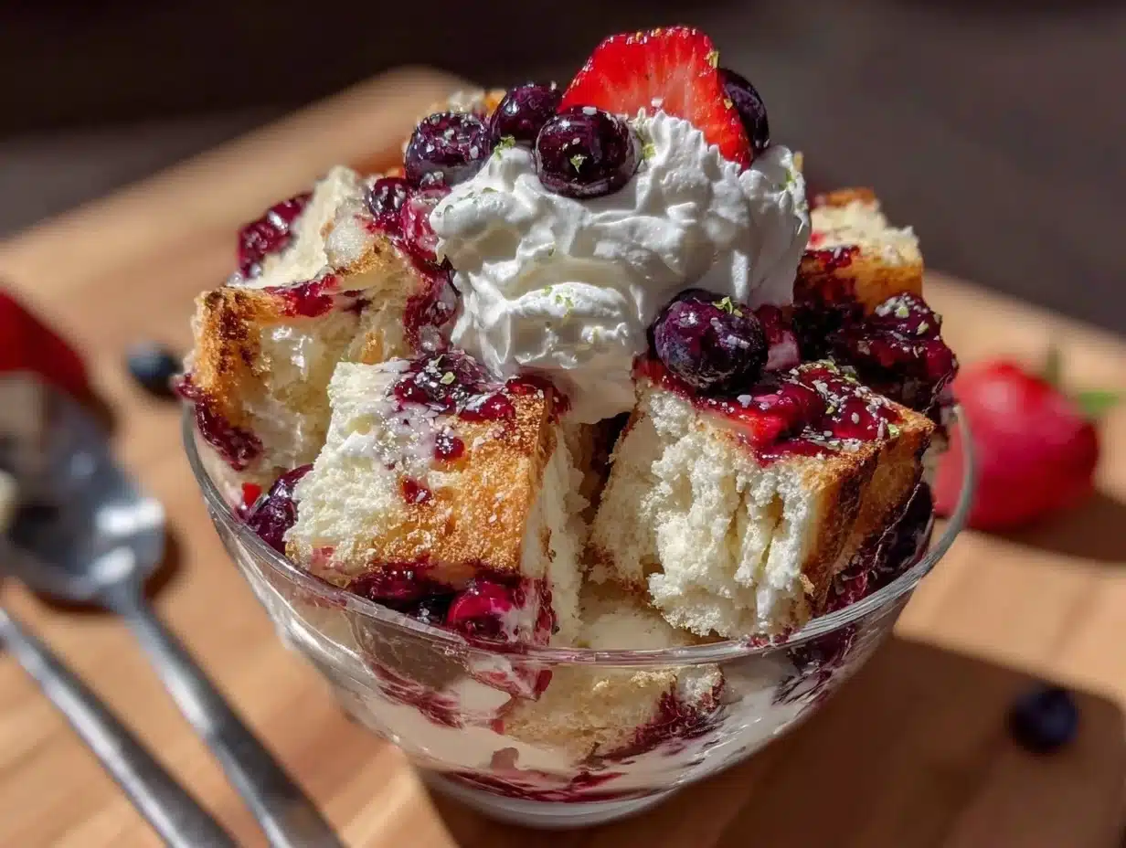 red white and blue berry trifle - featured image