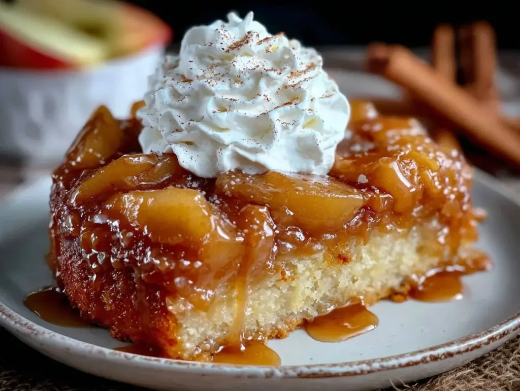 salted caramel apple upside-down cake - featured image
