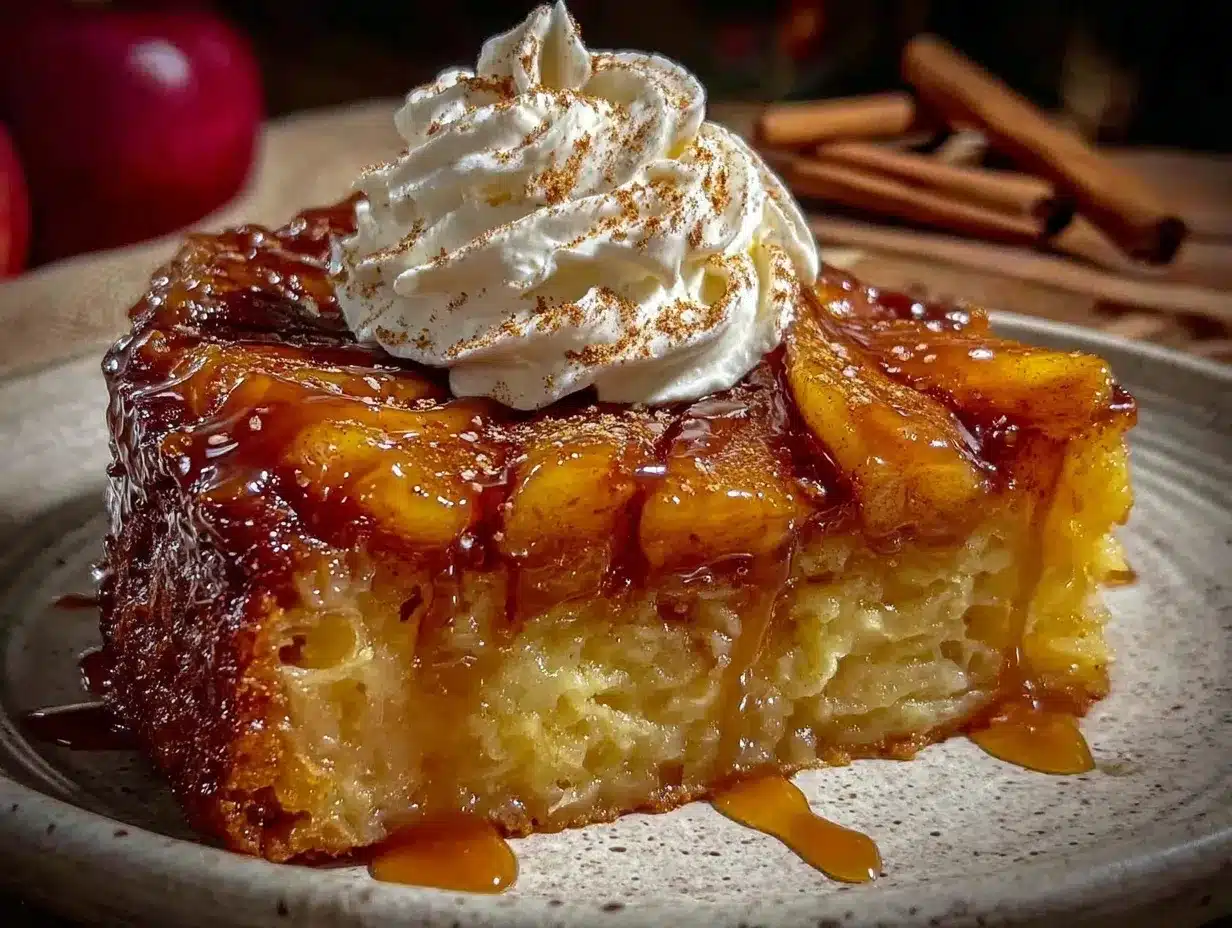 salted caramel apple upside-down cake preparation steps