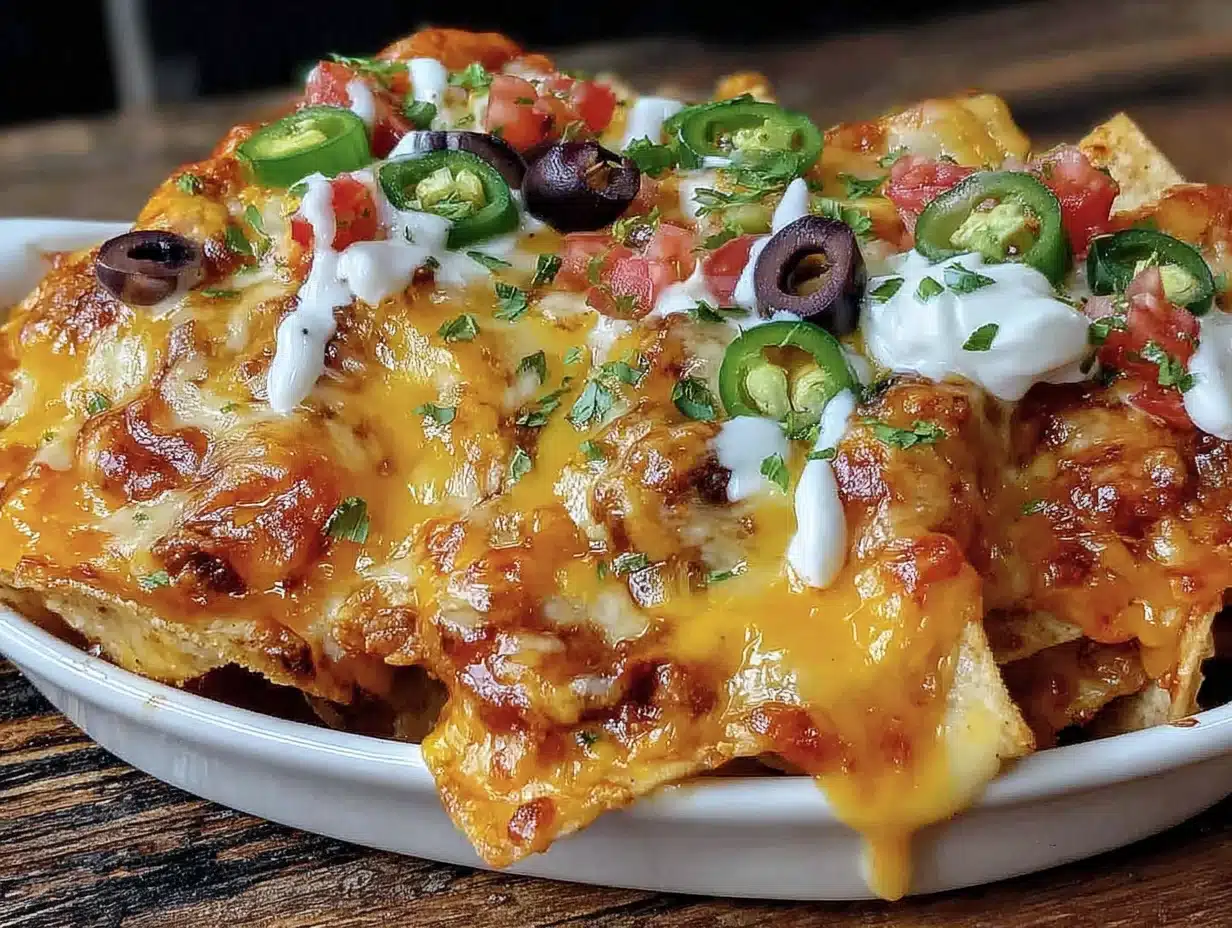 best baked loaded nacho bar for game day - featured image