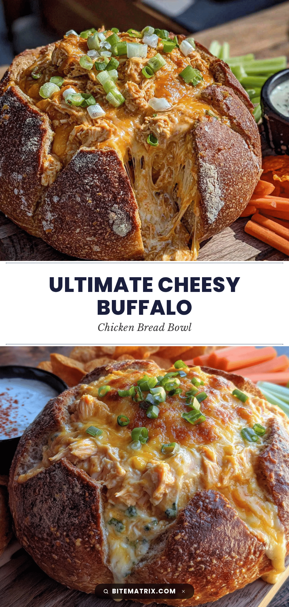 buffalo chicken dip stuffed bread bowl recipe