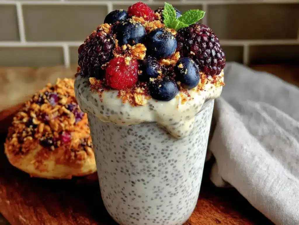 easy overnight chia pudding cups with berries - featured image