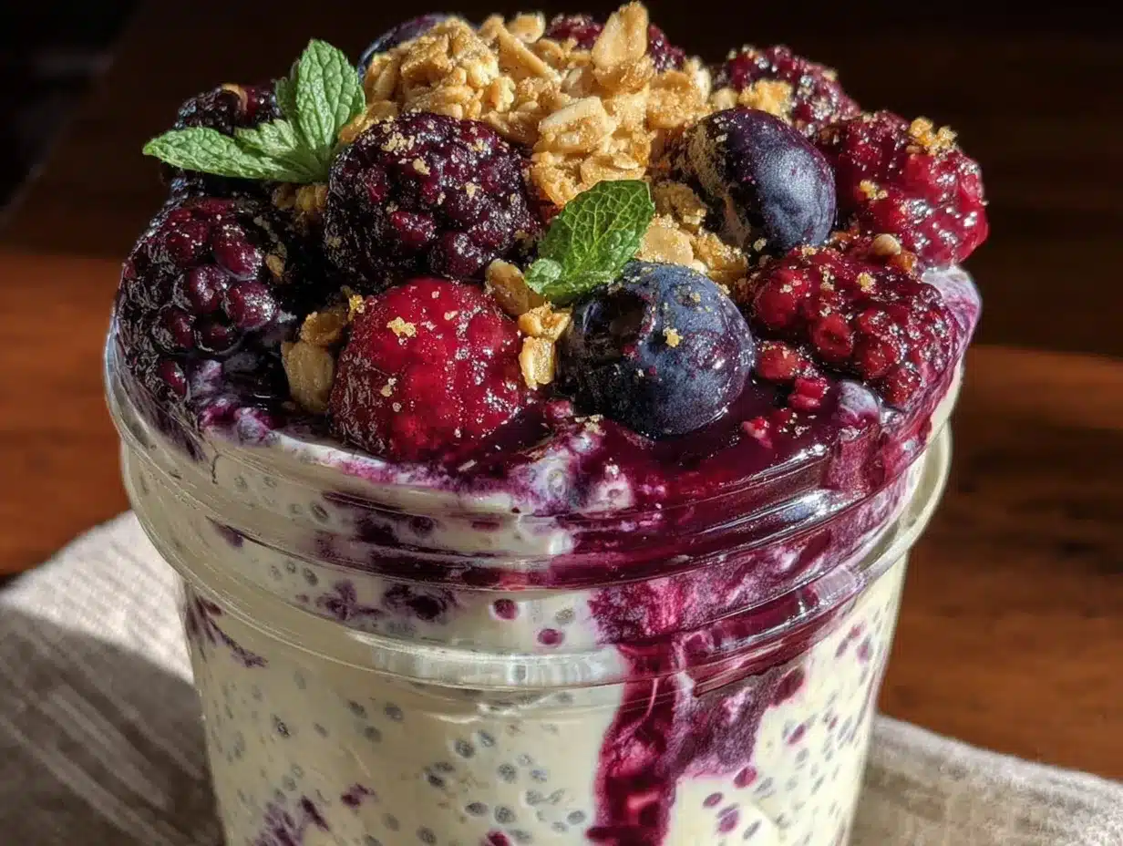 easy overnight chia pudding cups with berries preparation steps