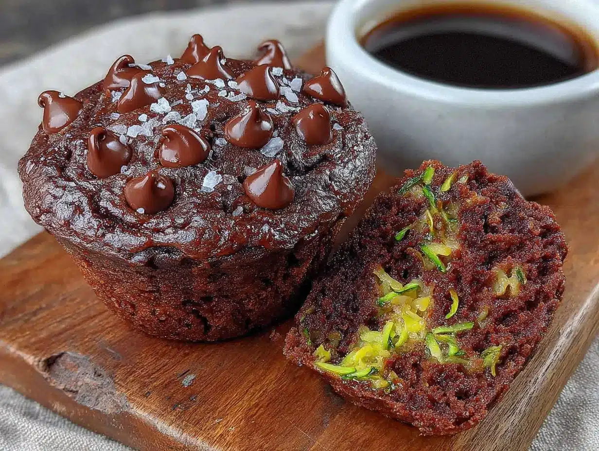 fudgy double chocolate zucchini muffins preparation steps