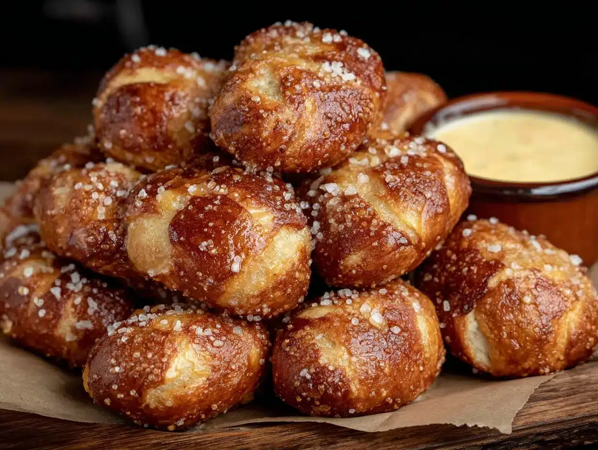 pretzel bites with beer cheese dip preparation steps