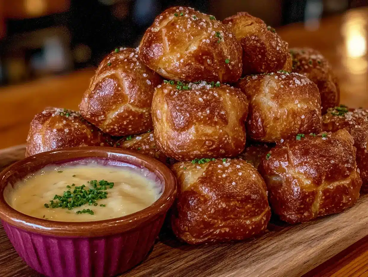 pretzel bites with beer cheese dip - featured image