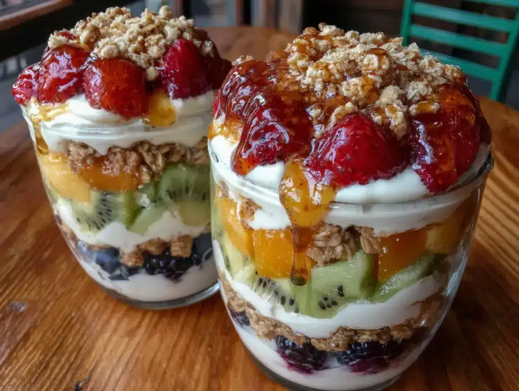 rainbow fruit yogurt parfait cups - featured image