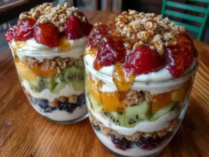 rainbow fruit yogurt parfait cups - featured image