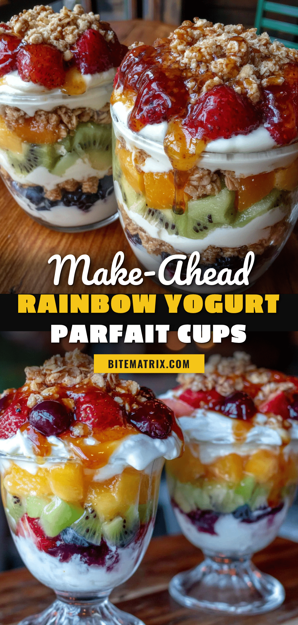 rainbow fruit yogurt parfait cups recipe
