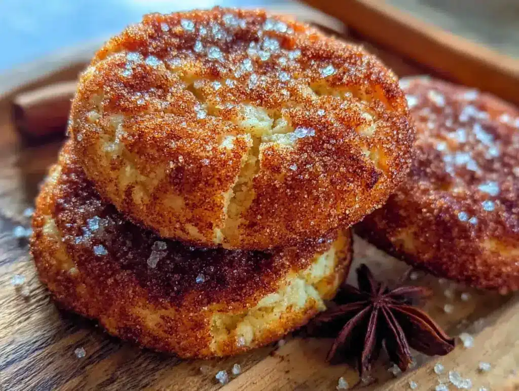 soft baked pumpkin snickerdoodle cookies - featured image